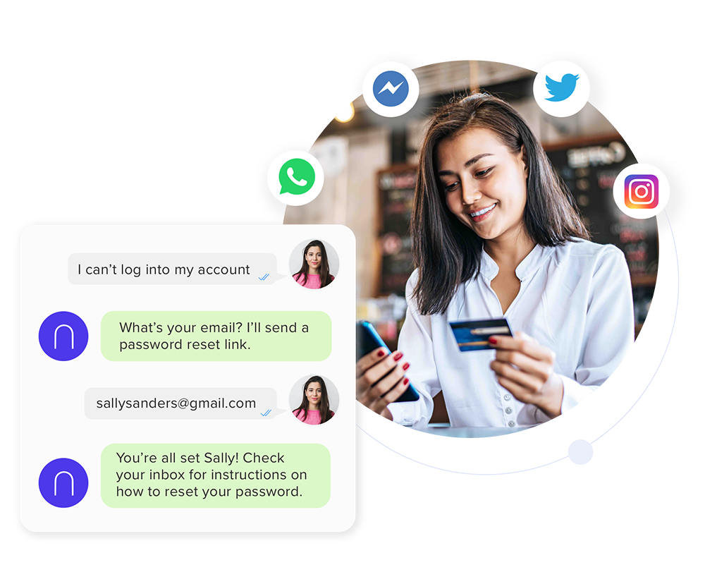 customer service chatbot enabled for social messaging